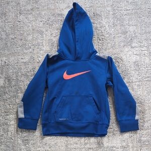 Nike Royal Blue Therm-Fit Hoodie with Coral Logo Size 4T